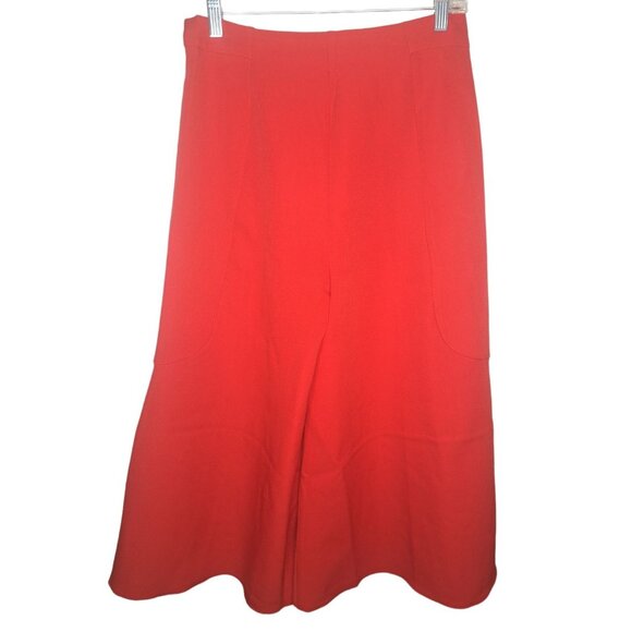 New Romeo Juliet Pants Flare Wide Leg Couture Red High Waist Flowy Crop Palazzo - Picture 2 of 4